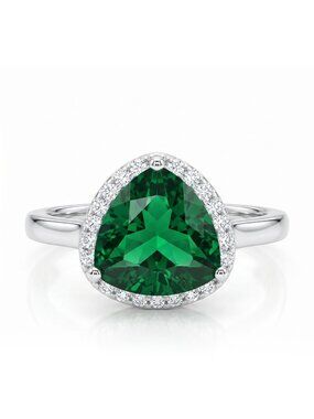 Emerald Green Trillion Gemstone Ring, real 925 Sterling Silver Charmed Aroma